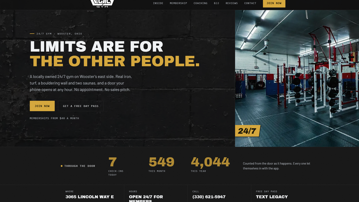 Legacy Gym Wooster website thumbnail